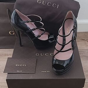 Gucci Black Patent Leather Women's Heels